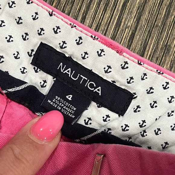 Nautica Shorts Chino Bermuda Flat Front Mid Rise Cotton Stretch Pink Size 4 - Picture 3 of 7